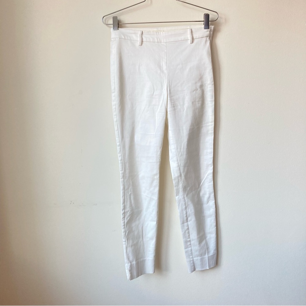 H&M Slim  Pants Women’s Sz 4 White Mid Rise Short Stretch Side Zip Summer